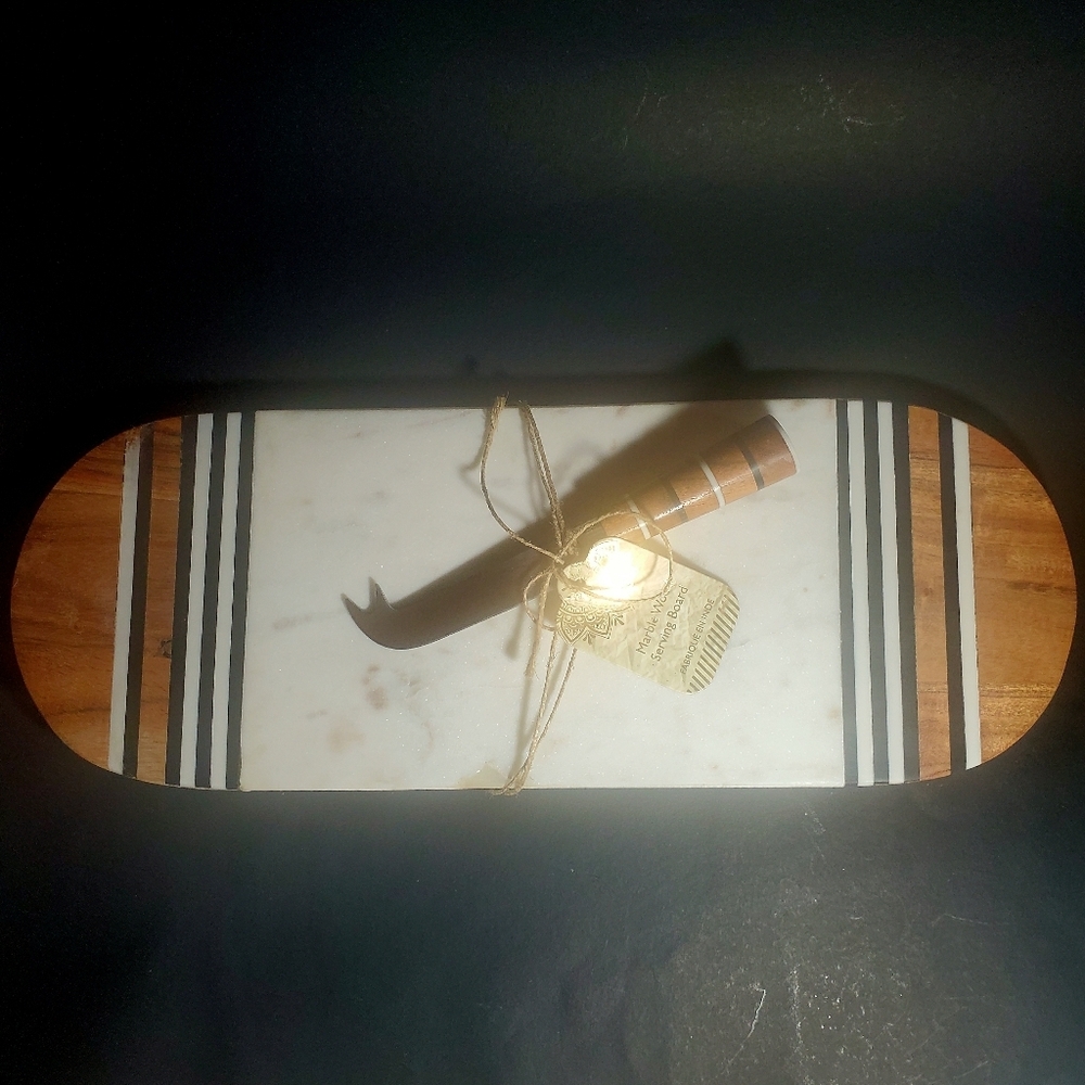 MARBLE WOOD SERVING BOARD  Handcrafted in India
